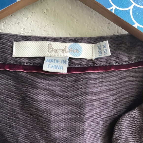 Boden Laura Grey Linen Cotton Prairie Tall Dress - Picture 4 of 6